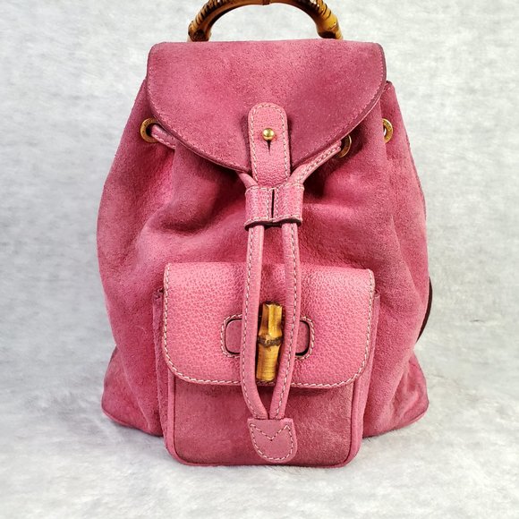 Gucci Pink Suede Leather & Bamboo Mini Backpack main image 5